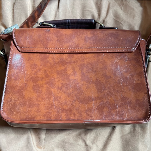 ECOSUSI Vegan Leather Rustic Briefcase/Handbag/Messenger/Crossbody Bag Medium Sz - Picture 3 of 12